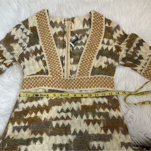 Rare Jean Varon vintage 1970’s ombre geometric wool knit boho maxi dress S - Picture 12 of 16